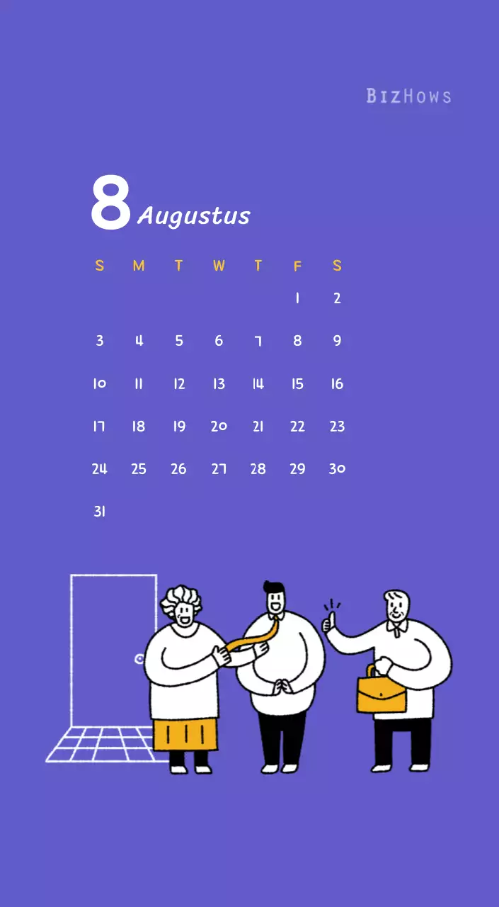 Nieuwjaarskalender met schattige illustraties