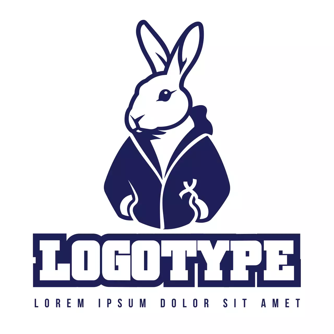 Navy Trendy Rabbit Design Logo