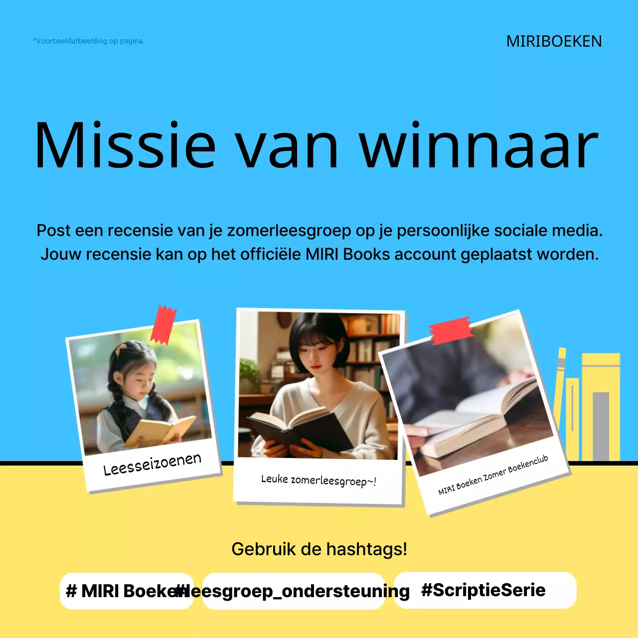 Promoot een minimalistische zomerboekenclub in geel en blauw