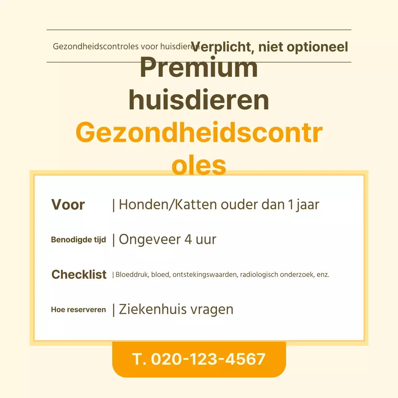 Informatie over gezondheidszorg voor huisdieren in gele en witte notitiestijl