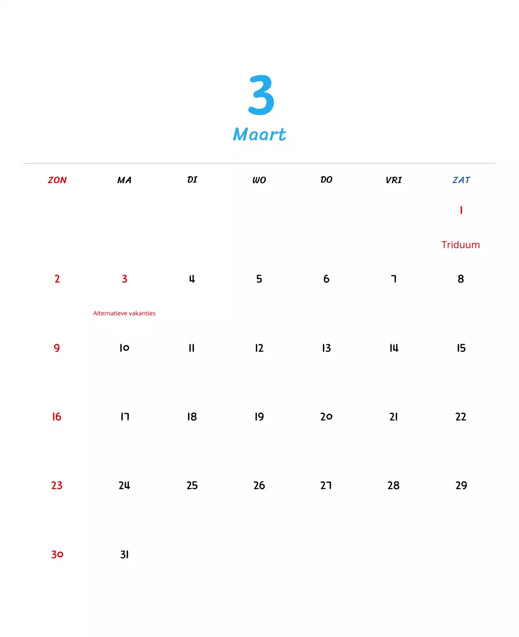 Nieuwjaarskalender met schattige illustraties