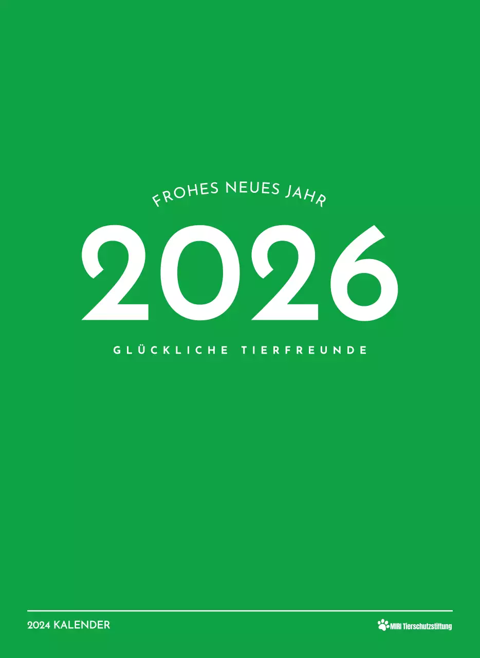 Ein Kalender mit einem Welpenfoto und einer süßen Botschaft in grüner Akzentfarbe