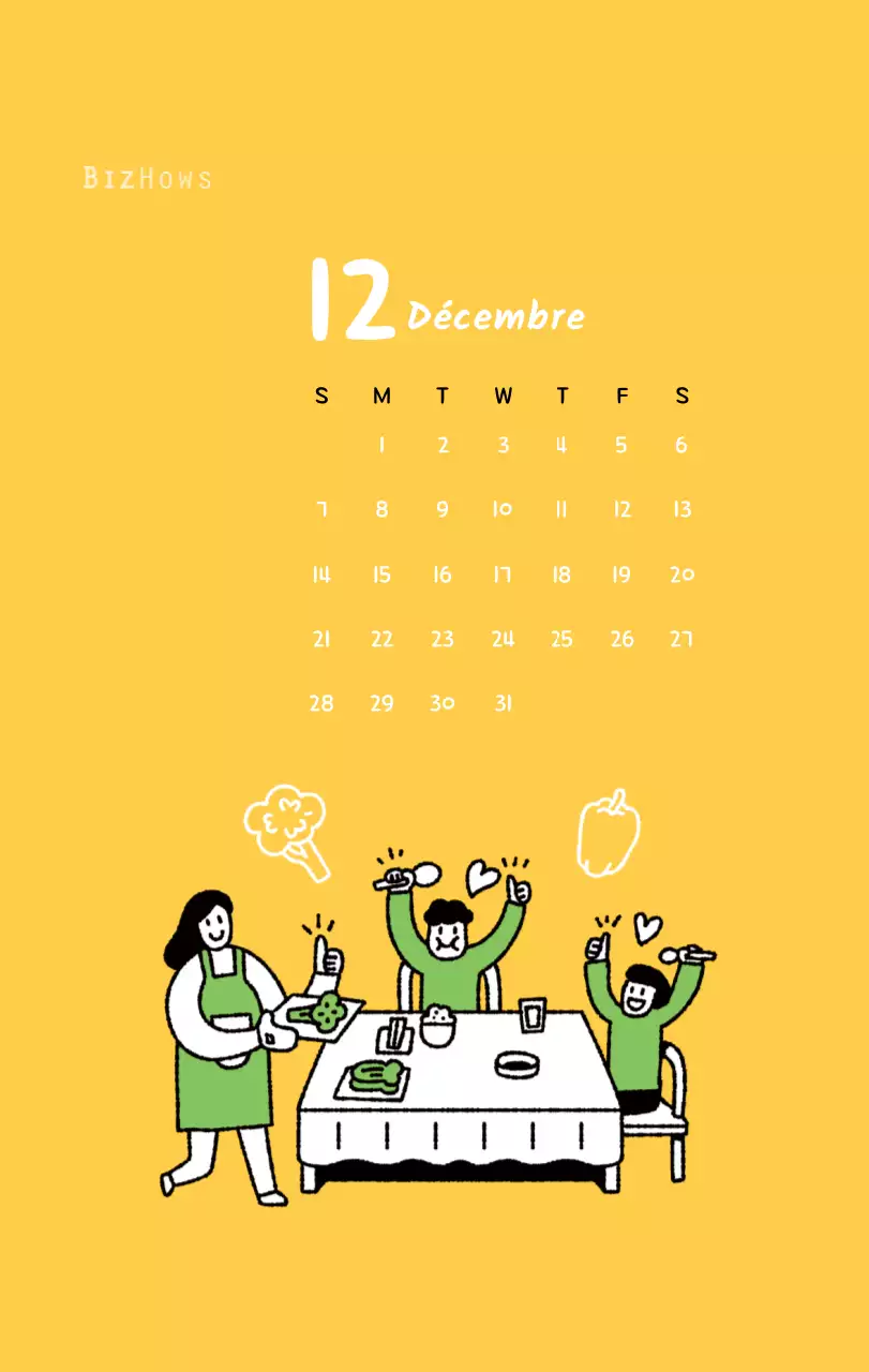 Calendrier du Nouvel An avec de jolies illustrations