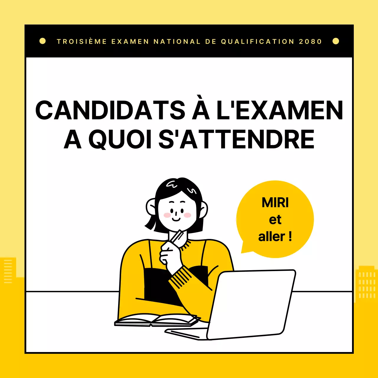 Un simple avis jaune à l'intention des candidats à l'examen