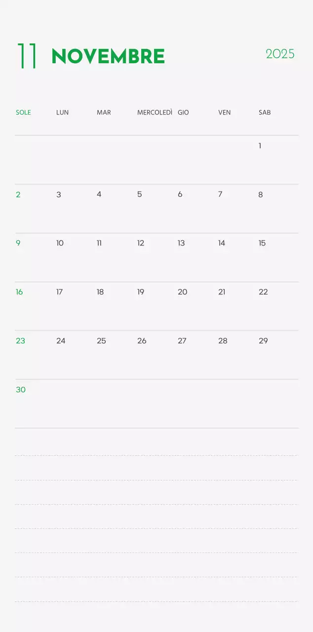 Un calendario con la foto di un cucciolo e un simpatico messaggio in colore verde.