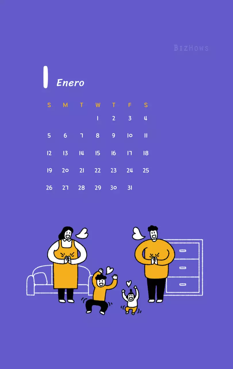 Calendario de Año Nuevo con simpáticas ilustraciones