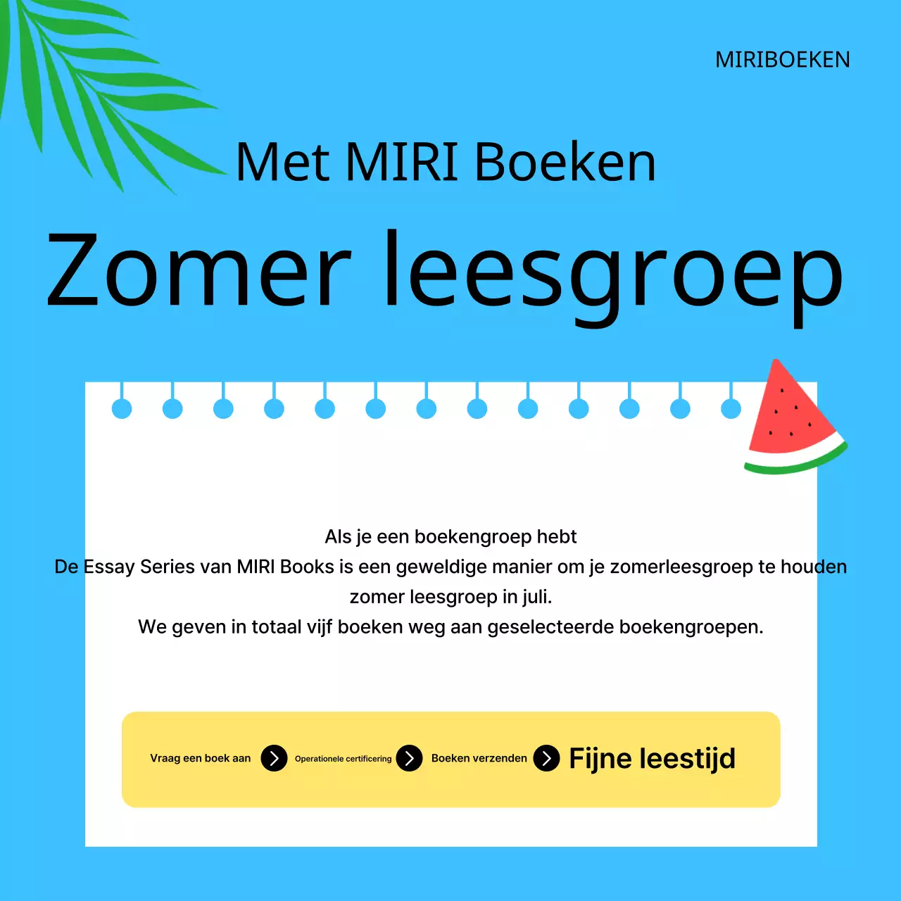 Promoot een minimalistische zomerboekenclub in geel en blauw