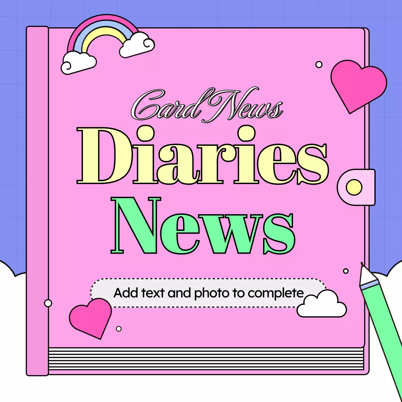 핑크색의 키치한 다이어리 프레임의 브랜드 홍보