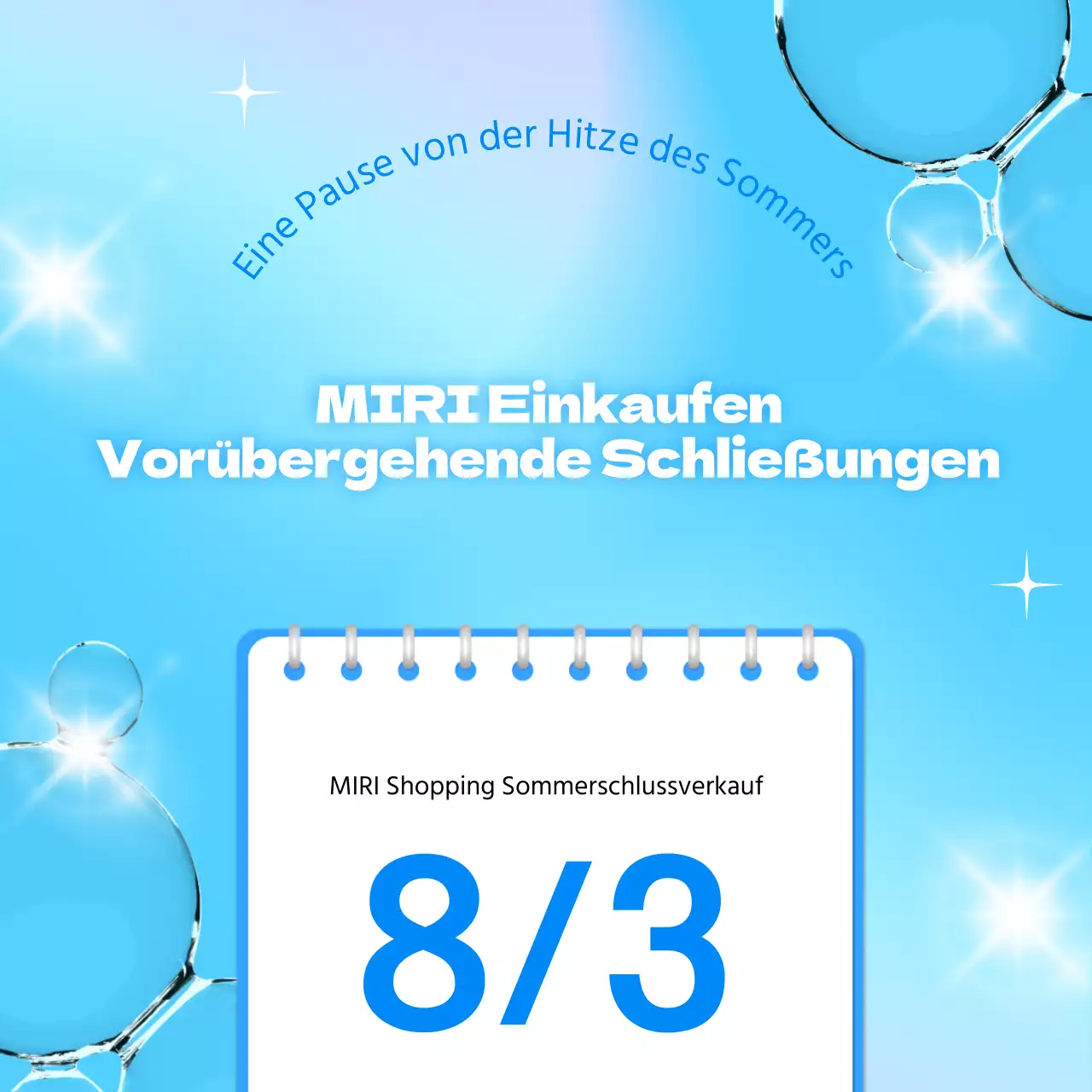 Werben Sie für eine schöne Sommerveranstaltung in Blau und Weiß