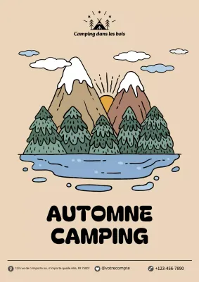 Les couleurs beige et kaki sont très tendance pour les annonces de camping de l'automne.