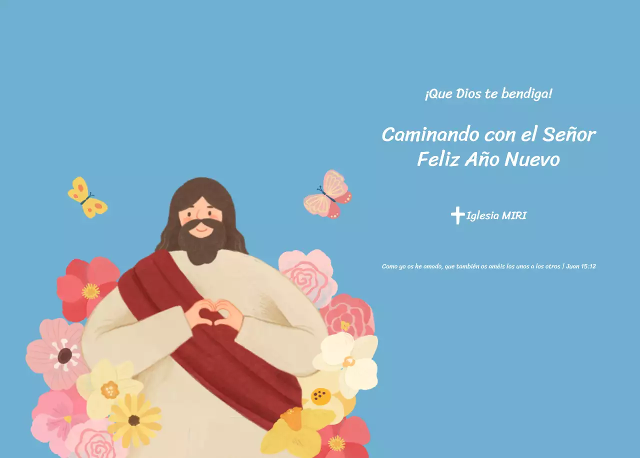 Un calendario devocional con acogedoras ilustraciones y versículos bíblicos sobre fondo azul claro