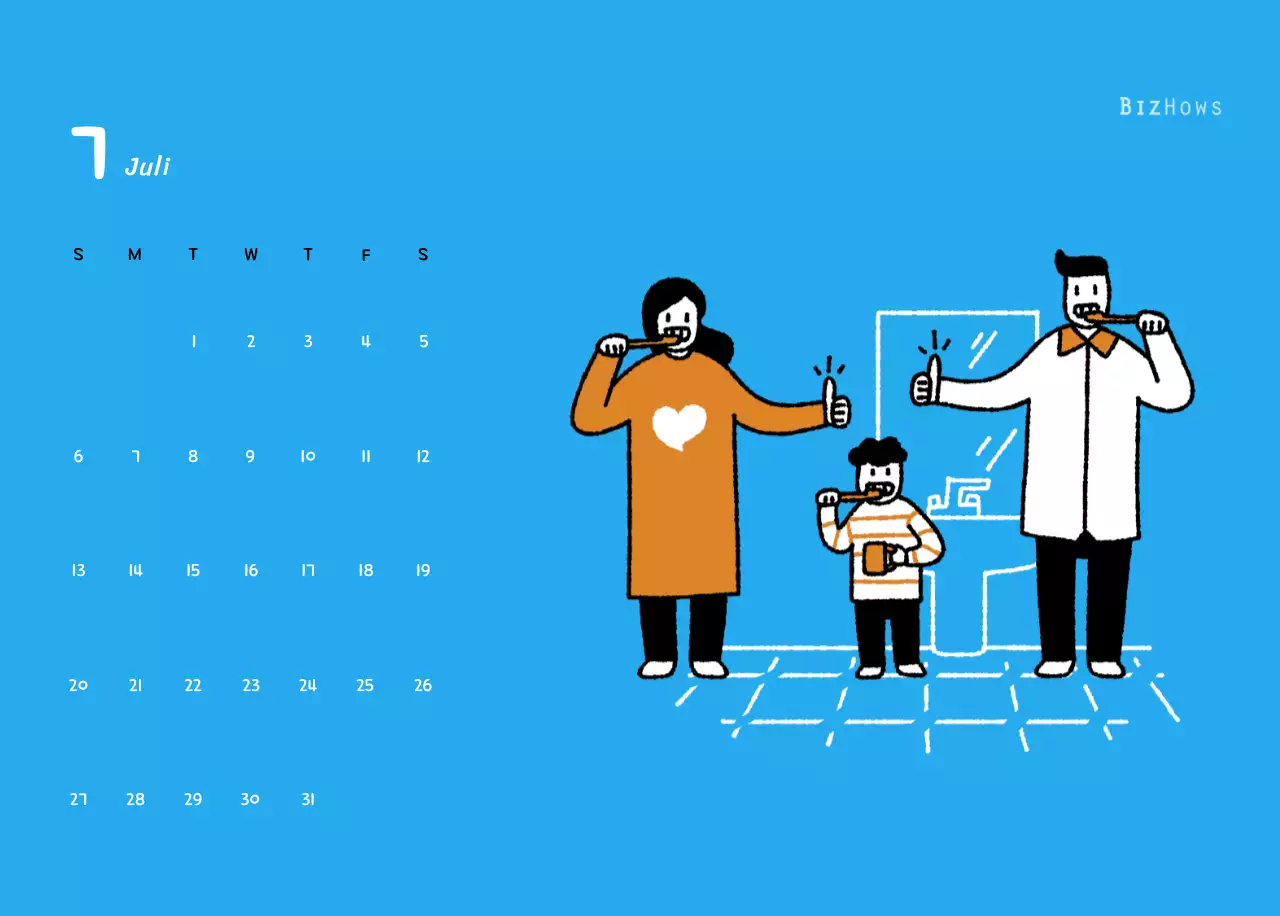 Nieuwjaarskalender met schattige illustraties