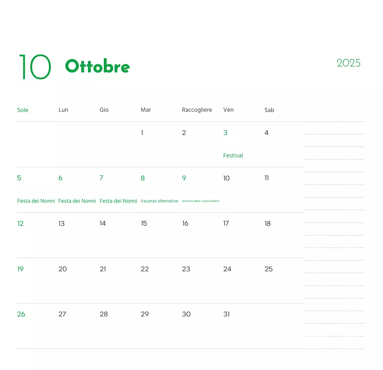Un calendario con la foto di un cucciolo e un simpatico messaggio in colore verde.
