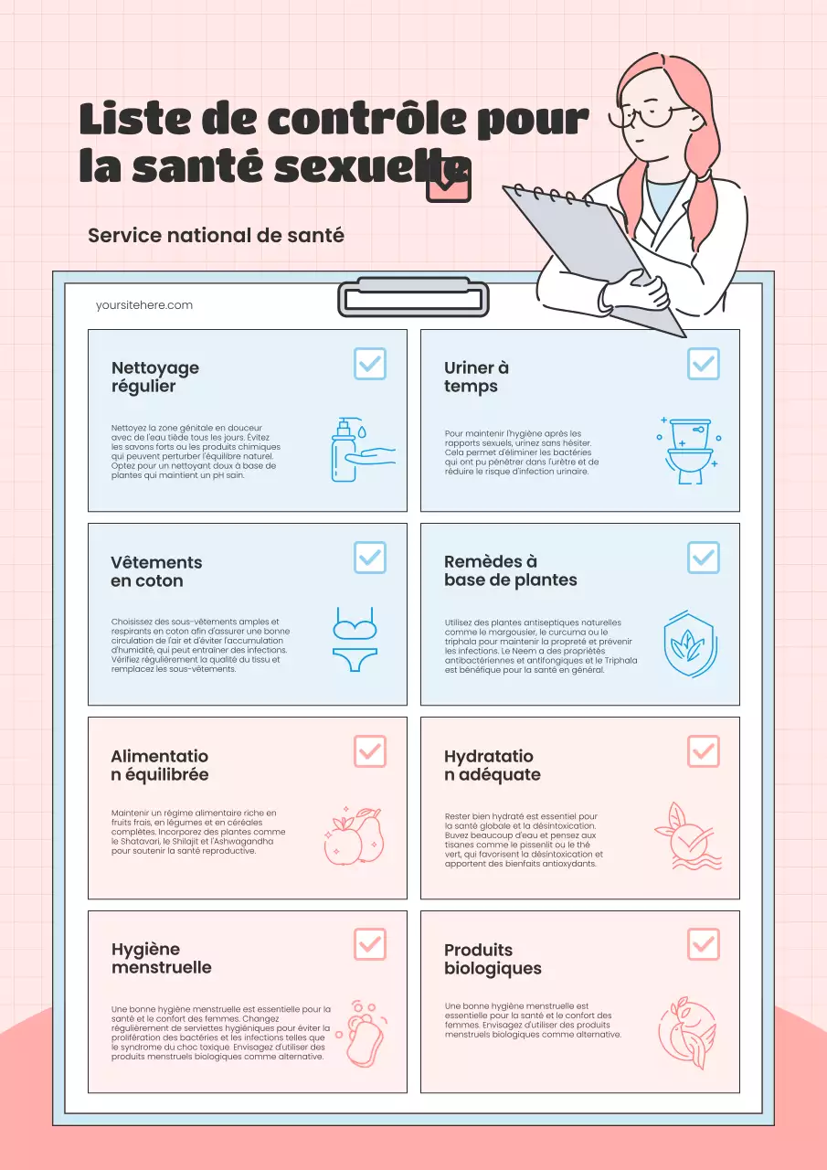 Une infographie moderne sur la santé sexuelle en rose et bleu clair Description
