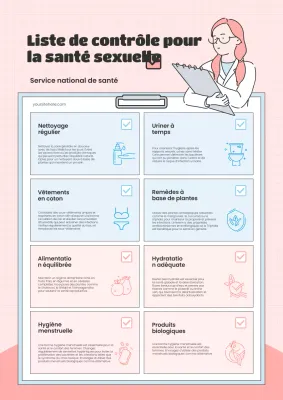 Une infographie moderne sur la santé sexuelle en rose et bleu clair Description