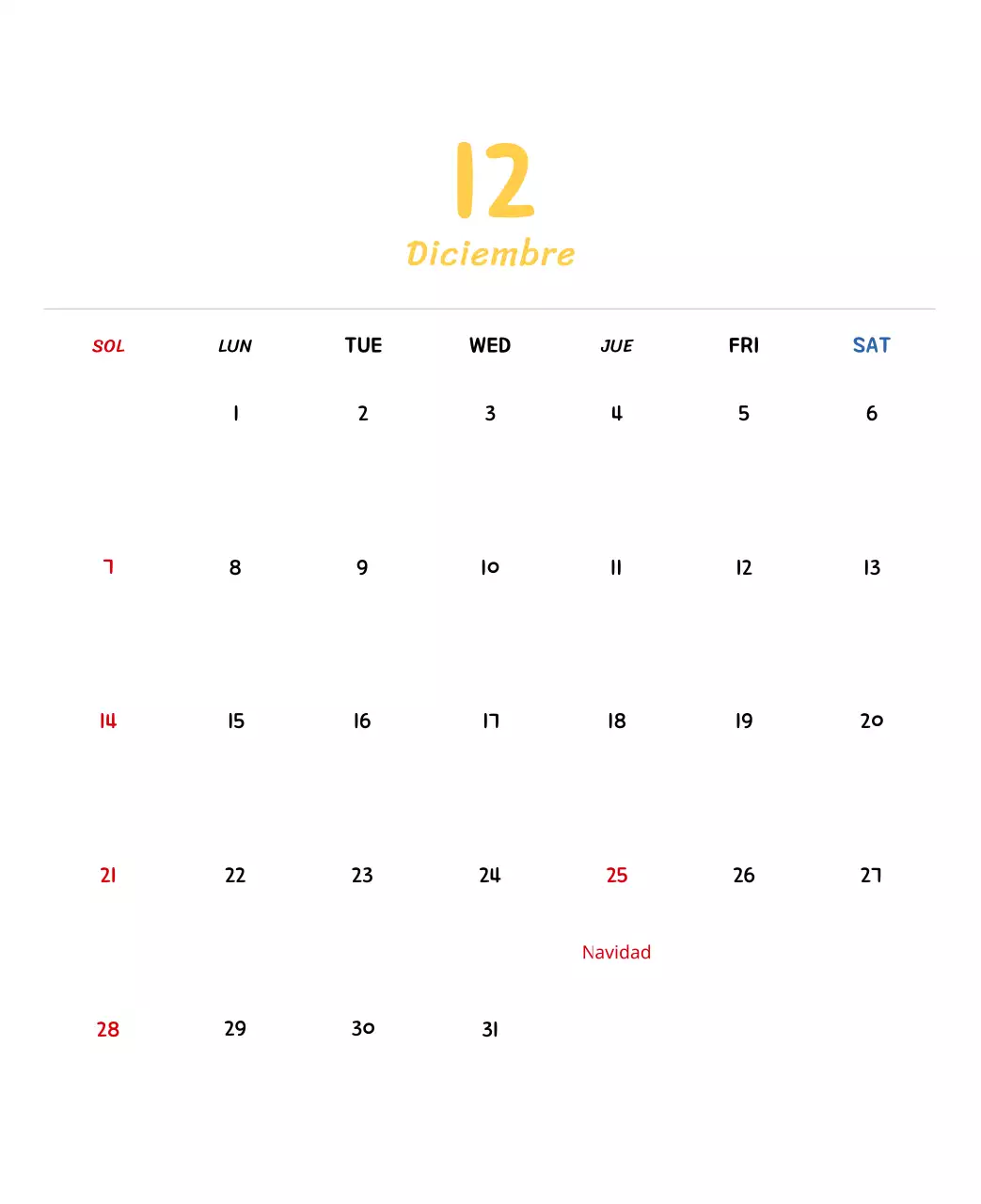 Calendario de Año Nuevo con simpáticas ilustraciones