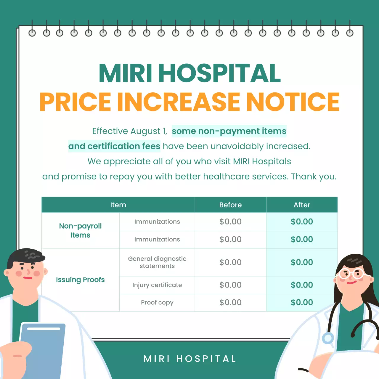 Green Modern Healthcare Notice Social Media Post