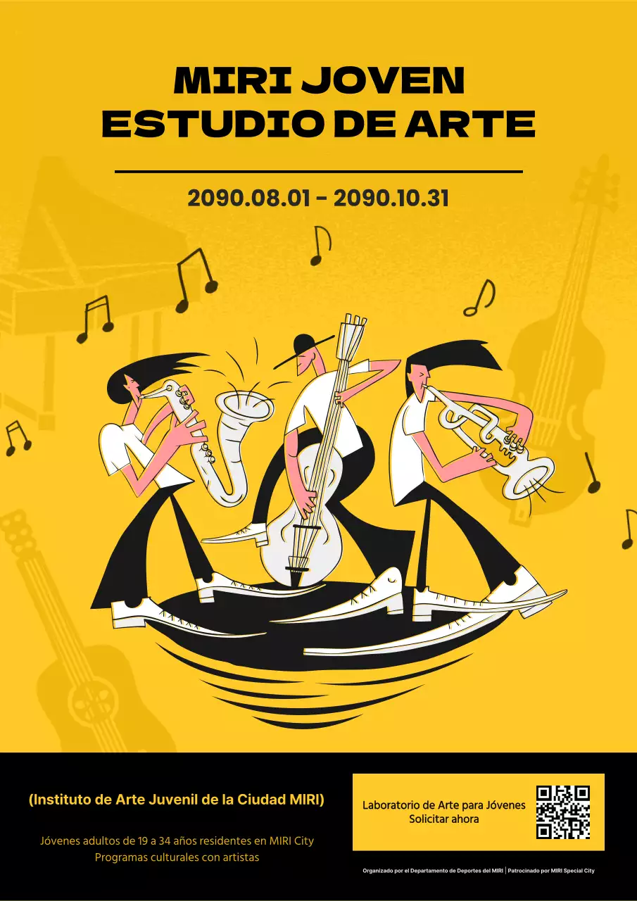 Promover un pop de actuaciones musicales en amarillo y negro