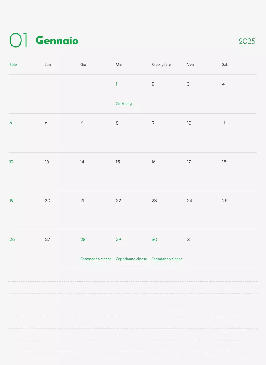 Un calendario con la foto di un cucciolo e un simpatico messaggio in colore verde.
