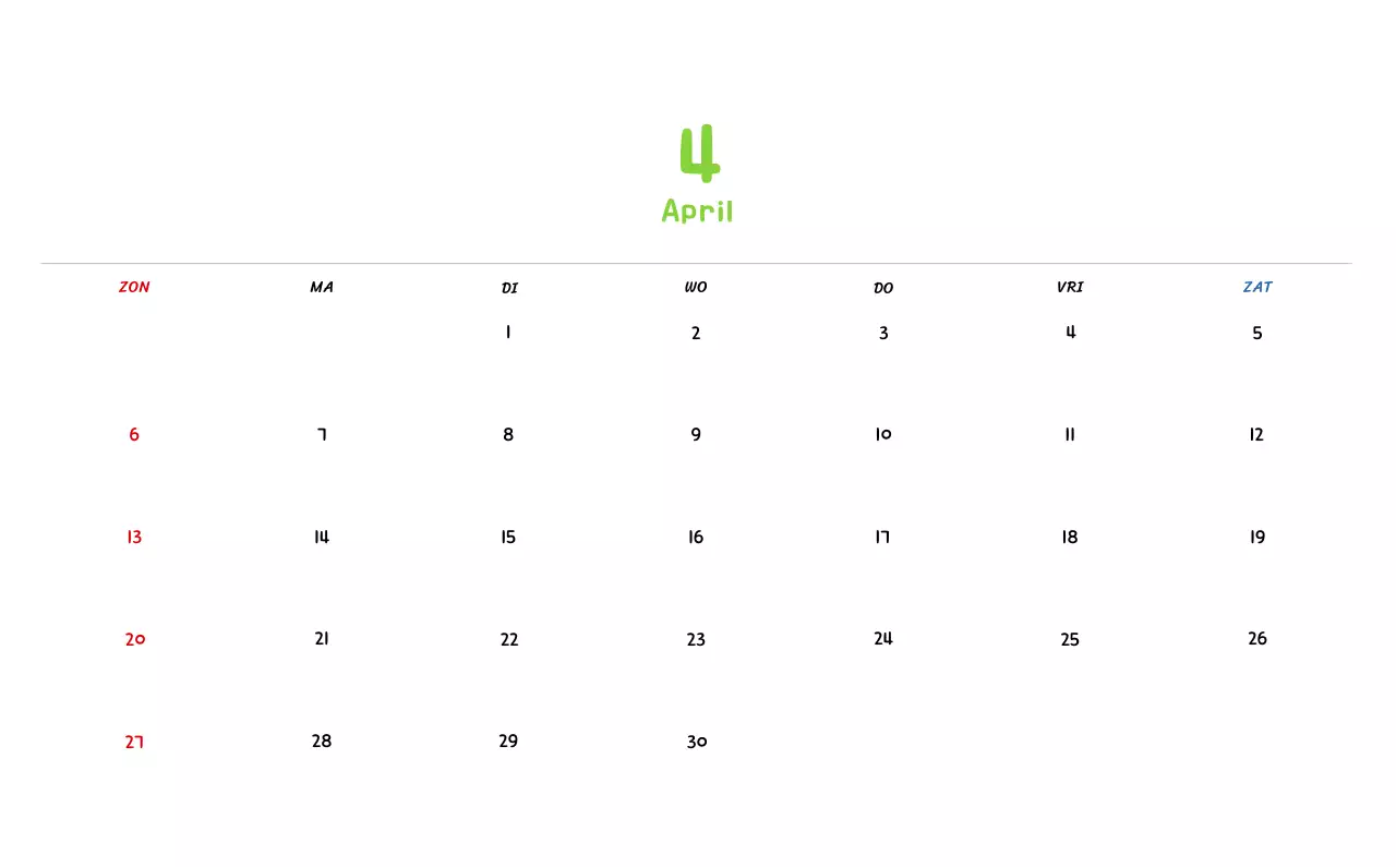 Nieuwjaarskalender met schattige illustraties