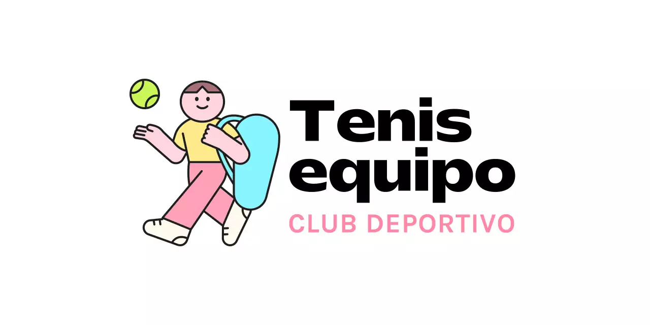 Logotipo de un club con un simpático personaje jugando al tenis.