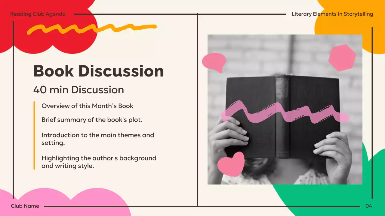 Colorful Modern Reading Agenda Presentation