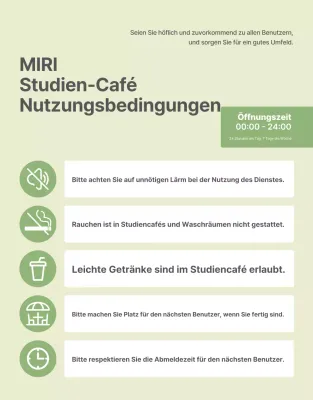 Ein Leitfaden für die Nutzung des modernen Lerncafés in Grün und Lindgrün