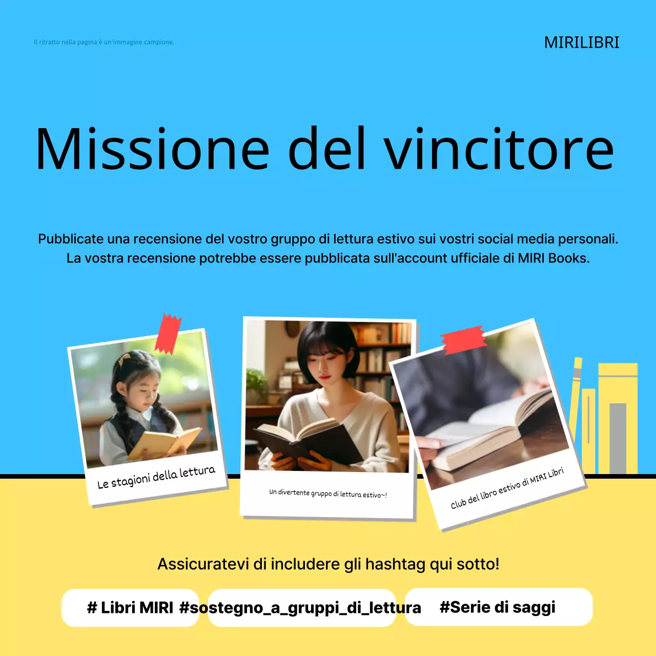 Promuovere un club del libro estivo minimalista in giallo e blu