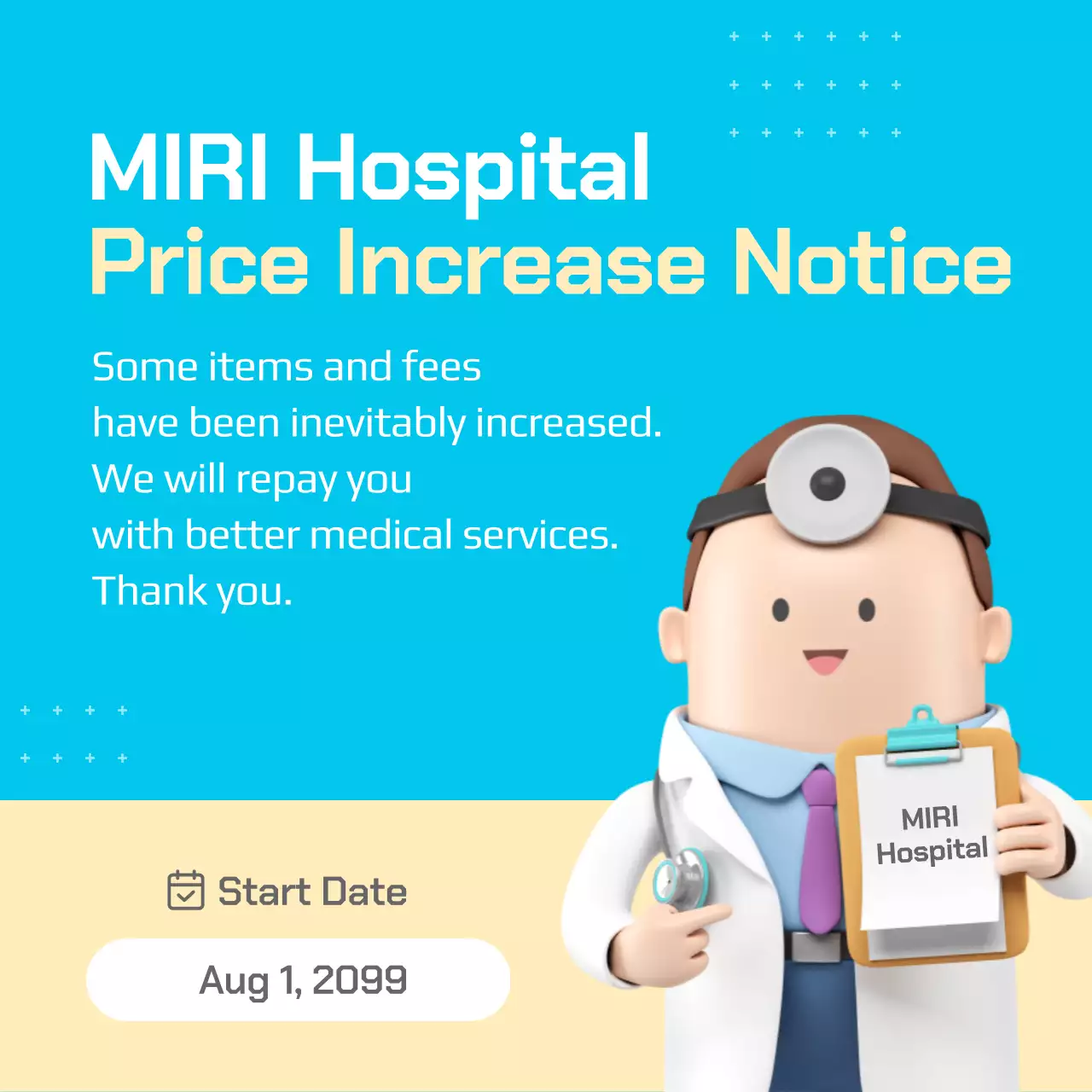 Blue Modern Hospital Notice Social Media Post