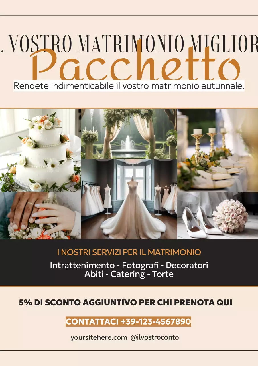 Nero Beige Elegante Lusso Autunno servizio di prenotazione matrimonio Pubblicità