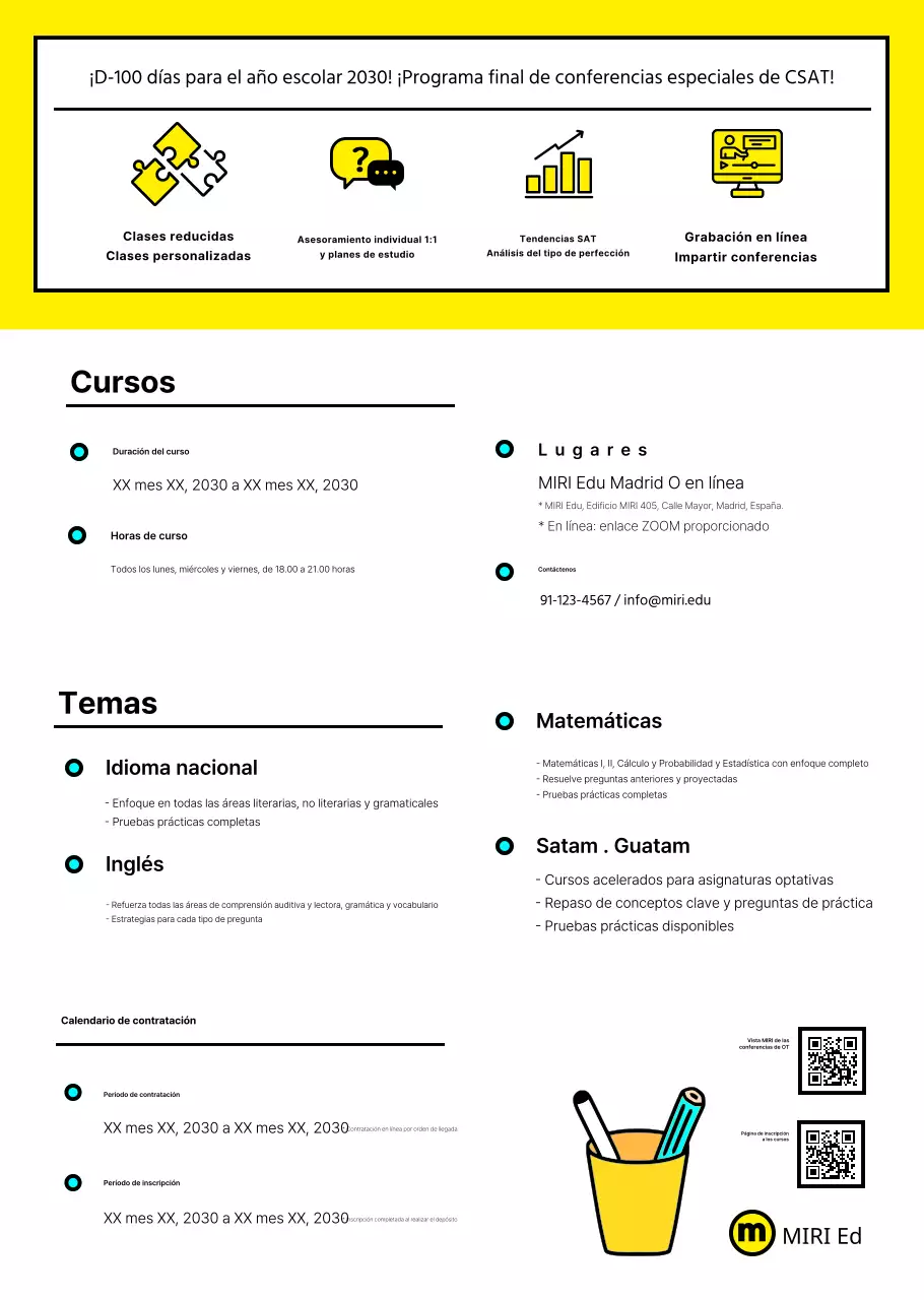 Folleto escolar sobre la selectividad