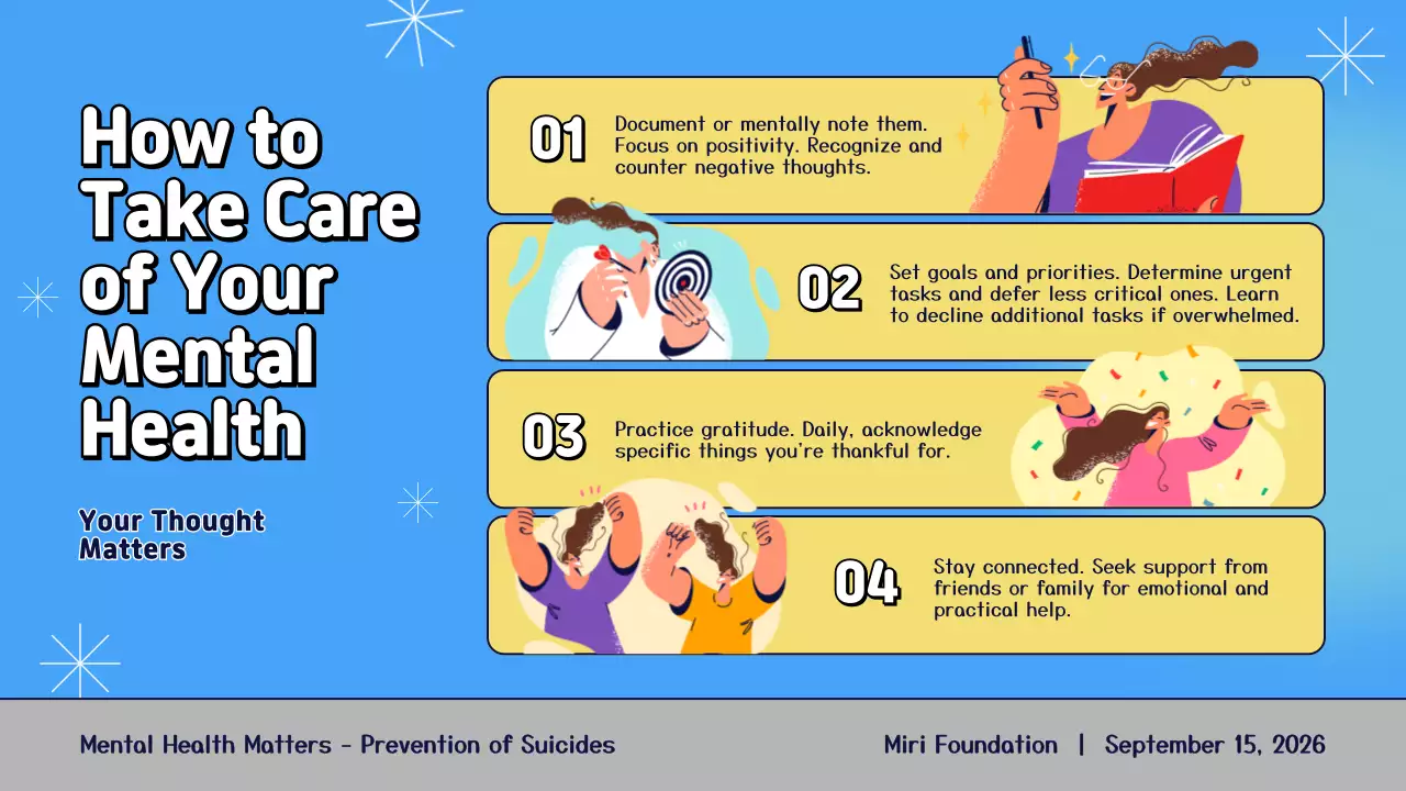 Blue Playful Illustrated Mental Health Matters Presentation