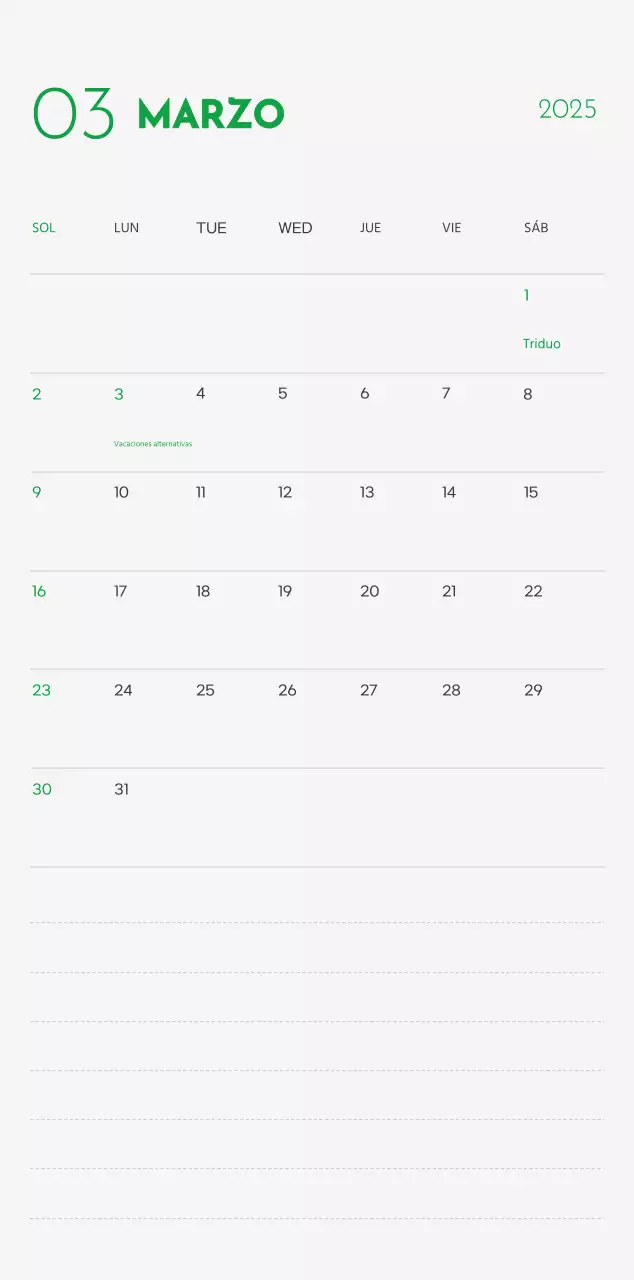Un calendario con una foto de un cachorro y un bonito mensaje en color verde
