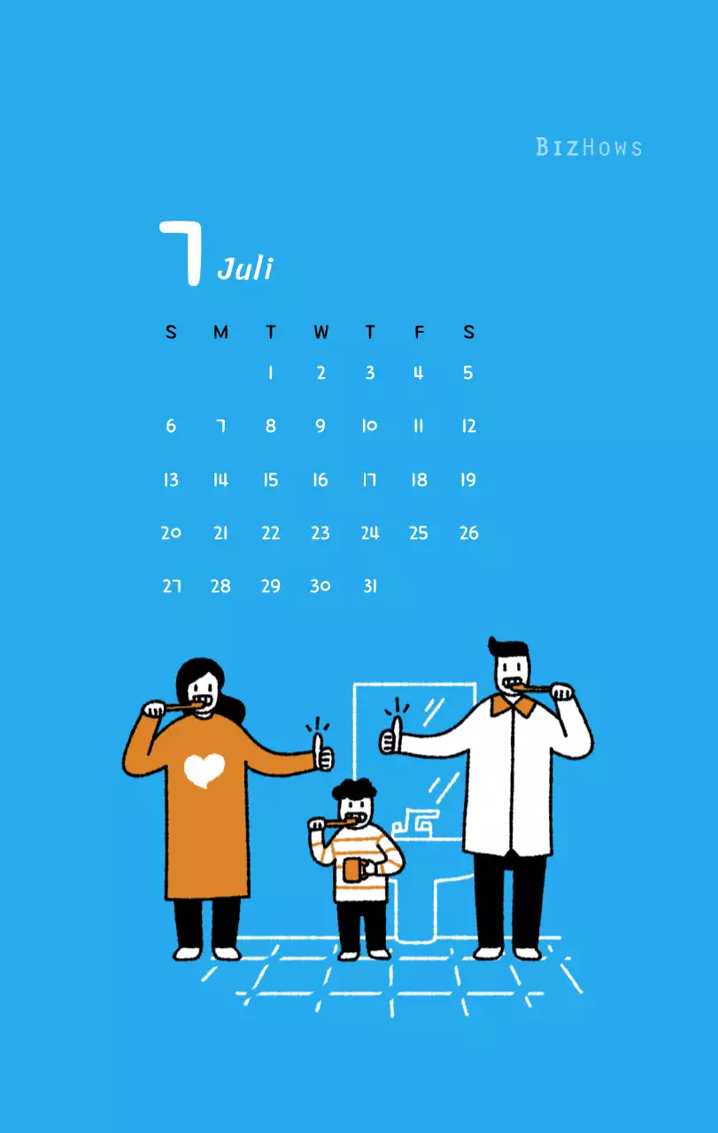 Neujahrskalender mit niedlichen Illustrationen