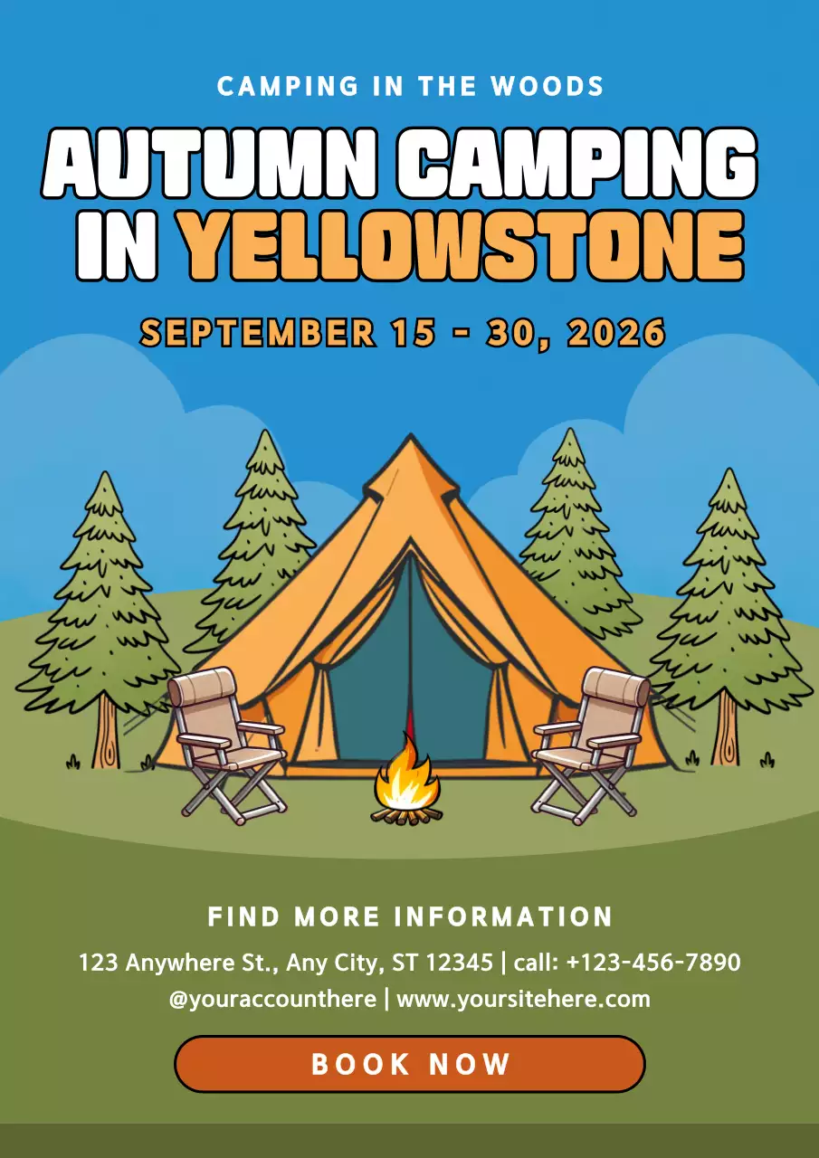 Blue Rustic Camping Event Promotion Poster