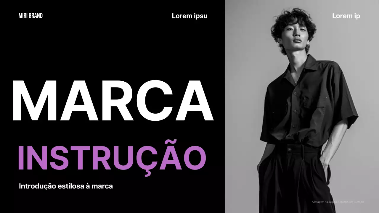 Uma declaração de marca simples em preto e roxo