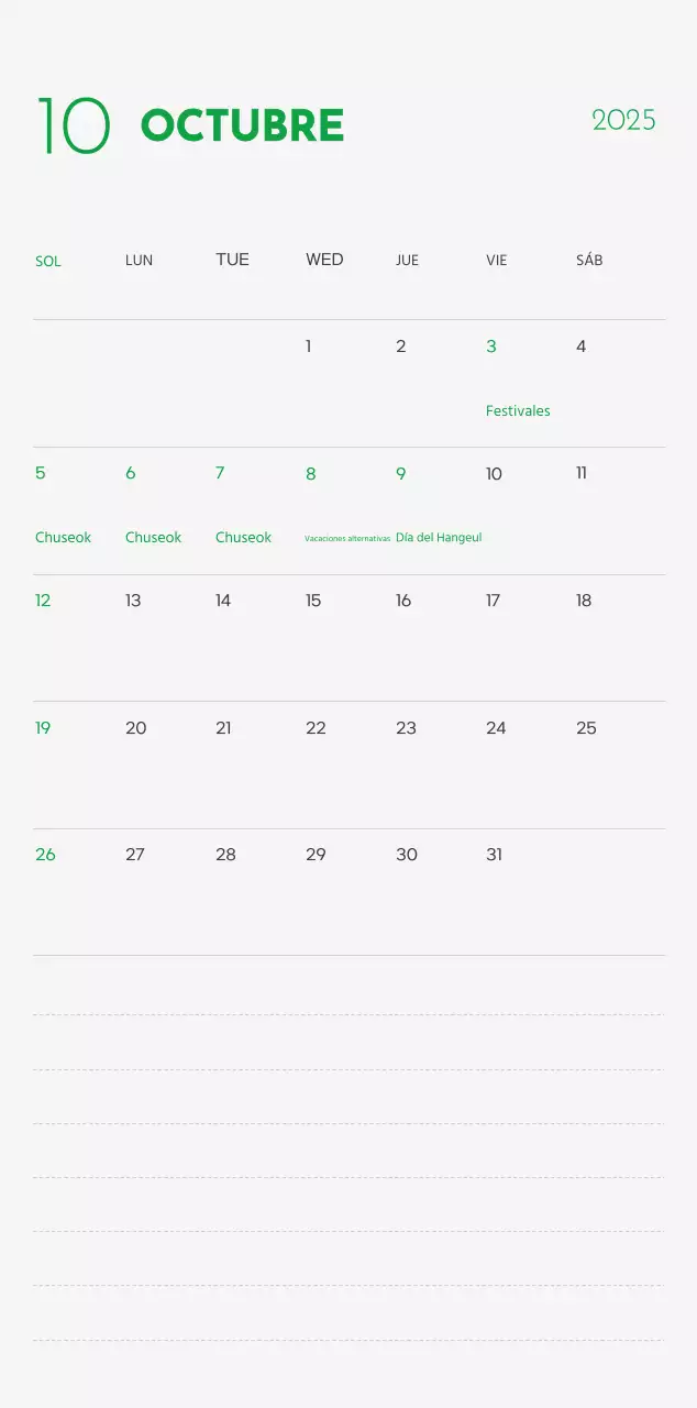 Un calendario con una foto de un cachorro y un bonito mensaje en color verde