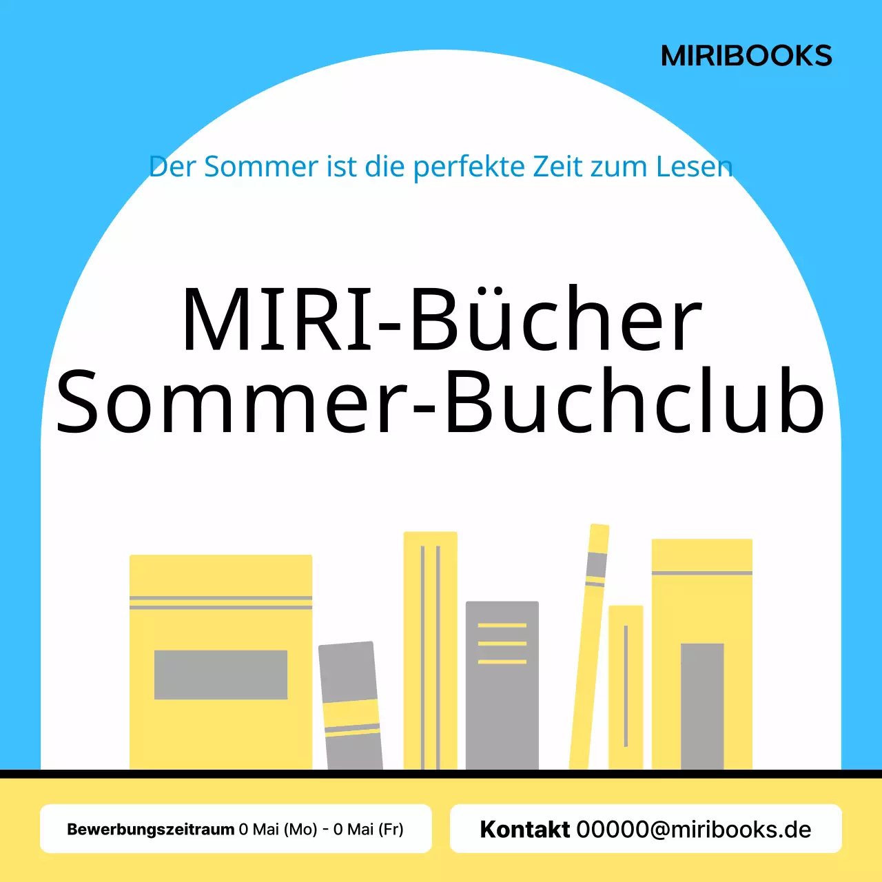 Werbung für einen minimalistischen Sommer-Buchclub in Gelb und Blau