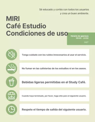 Guía de uso de la moderna cafetería de estudio en verde y verde lima