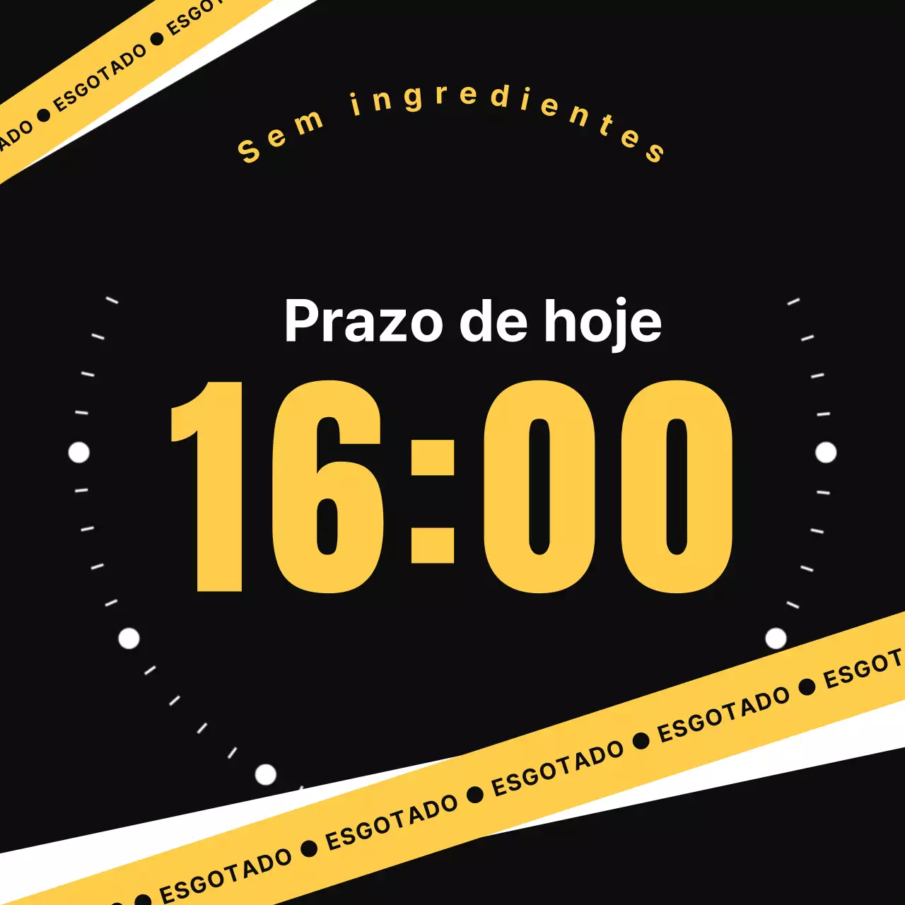 Informação simples a preto e amarelo sobre a hora de fecho da loja
