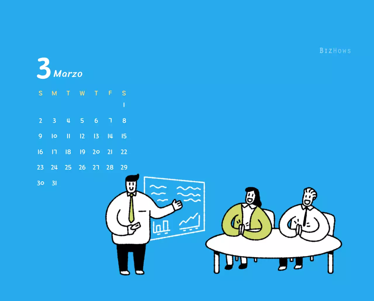 Calendario de Año Nuevo con simpáticas ilustraciones