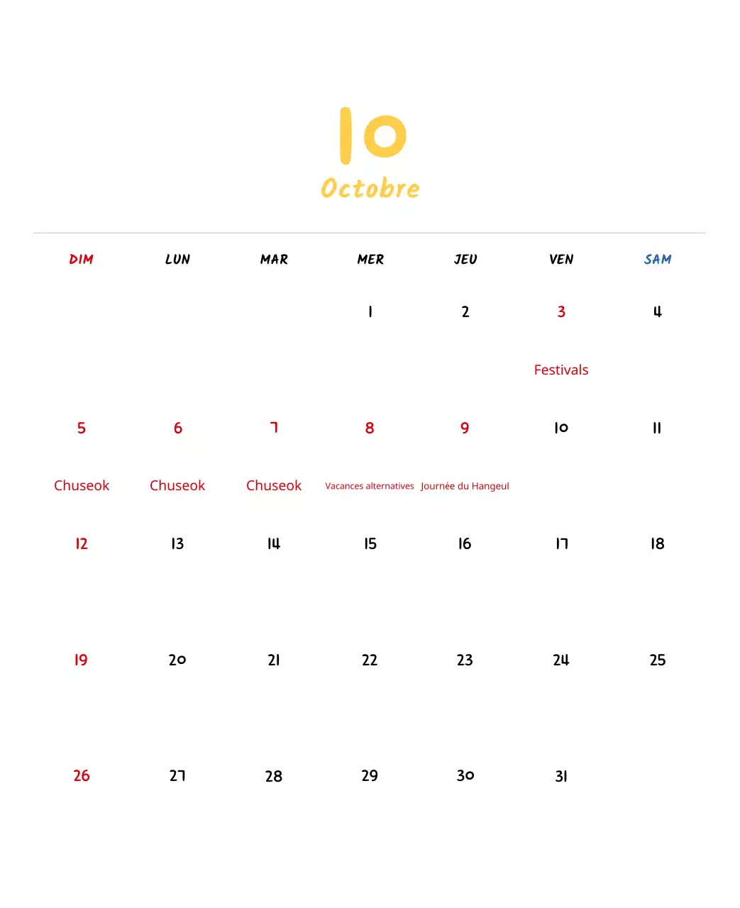 Calendrier du Nouvel An avec de jolies illustrations