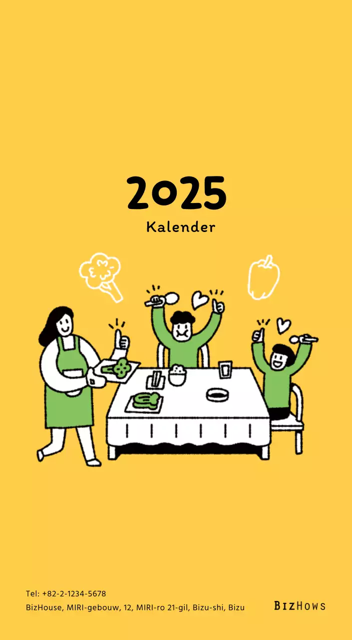 Nieuwjaarskalender met schattige illustraties