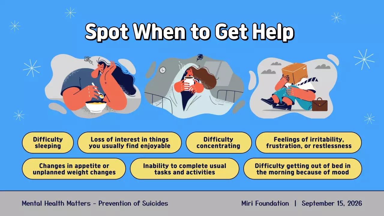 Blue Playful Illustrated Mental Health Matters Presentation