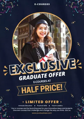 Navy Modern Graduate Promotion Poster