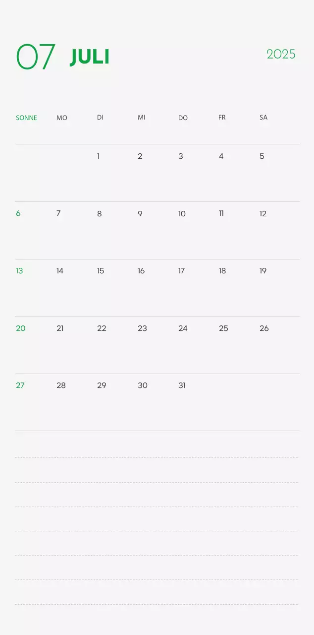 Ein Kalender mit einem Welpenfoto und einer süßen Botschaft in grüner Akzentfarbe