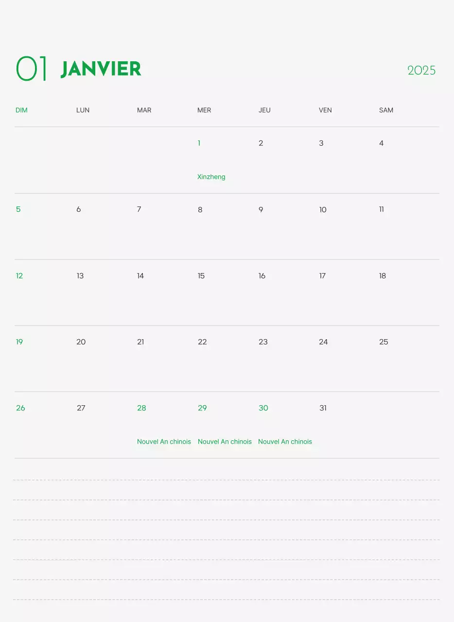 Un calendrier avec une photo de chiot et un message mignon dans une couleur verte.