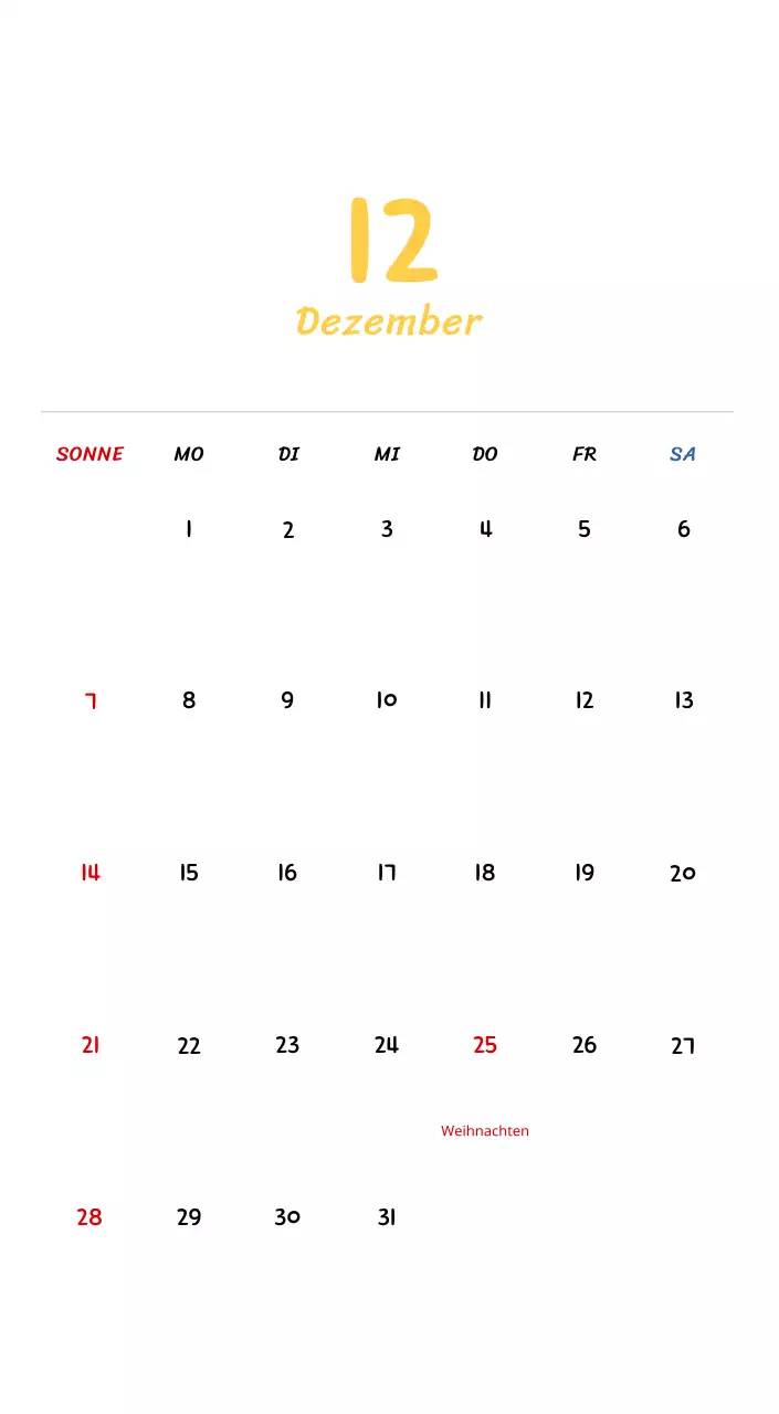 Neujahrskalender mit niedlichen Illustrationen