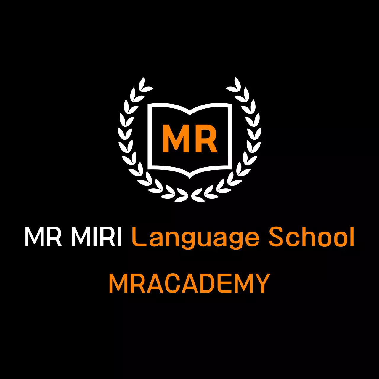 Language school with orange and white laurel decorations