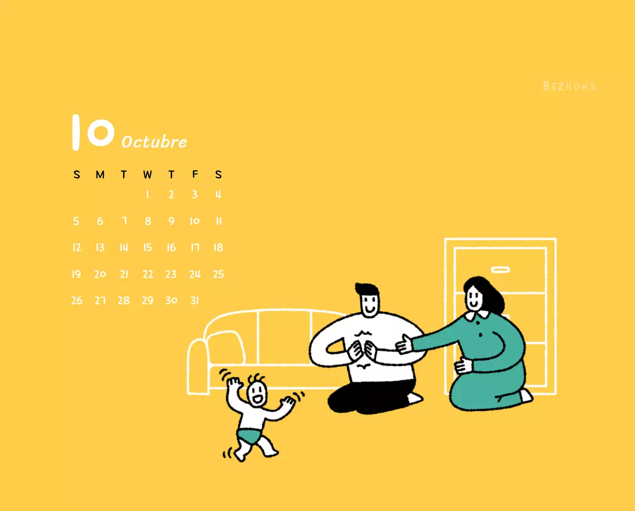 Calendario de Año Nuevo con simpáticas ilustraciones